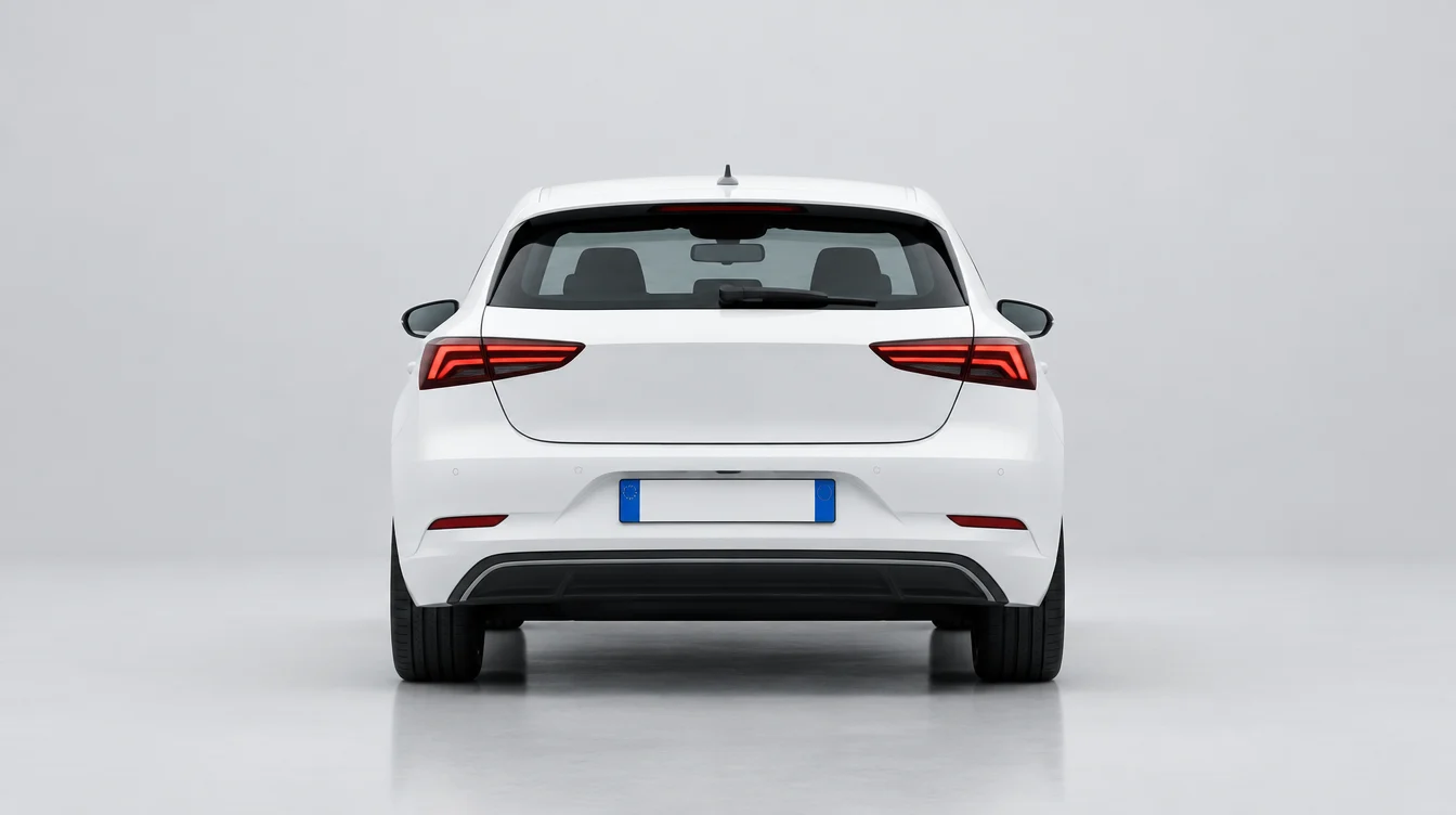 Auto bianca vista da dietro con la targa personalizzata